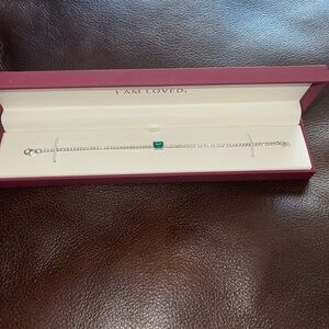 Lab created Emerald and White Sapphire bracelet in sterling silver